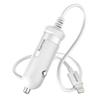 Hama nabíjeka do vozidla s kabelem, Apple Lightning, MFI, 1 A, bílá