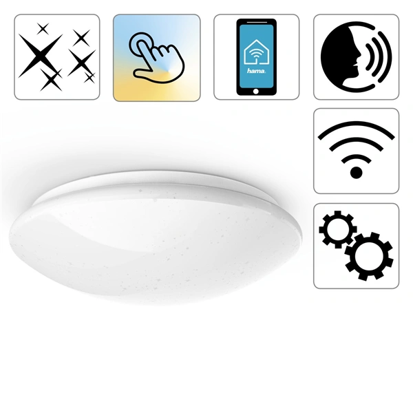 Hama SMART WiFi stropní světlo, třpytivý efekt, kulaté, 30 cm