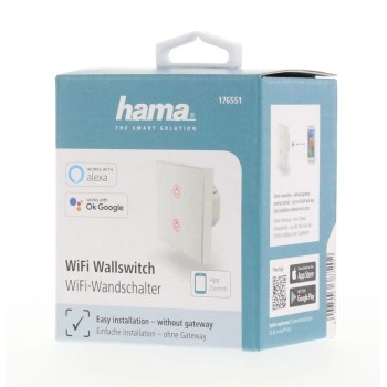 Hama SMART WiFi dotykový nástěnný vypínač, dvojitý, vestavný, bílý