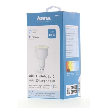 Hama SMART WiFi LED žárovka, GU10, 4,5 W, bílá, stmívatelná