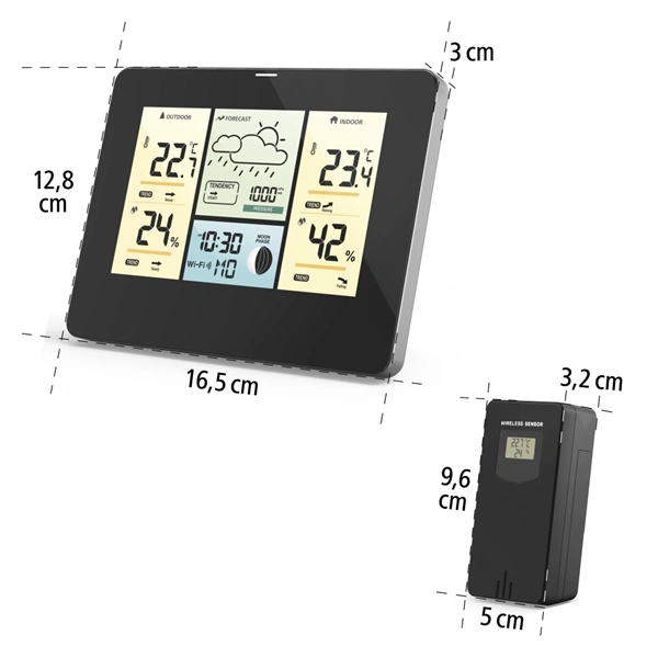 Hama SMART WiFi meteostanice, bezdrátový senzor, mobilní aplikace, síťové napájení