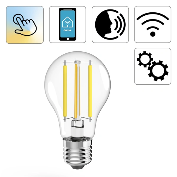 Hama SMART WiFi LED žárovka, E27, 7 W,  stmívatelná