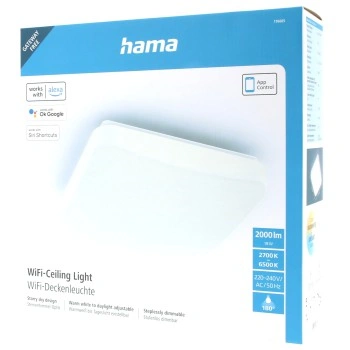 Hama SMART WiFi stropní světlo Glitzer, stmívatelné, čtvercové, 27 cm