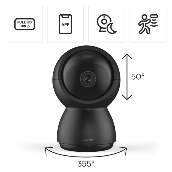 Hama Smart domácí IP kamera, WiFi, otáčení/naklápění, noční vidění (zánovní)