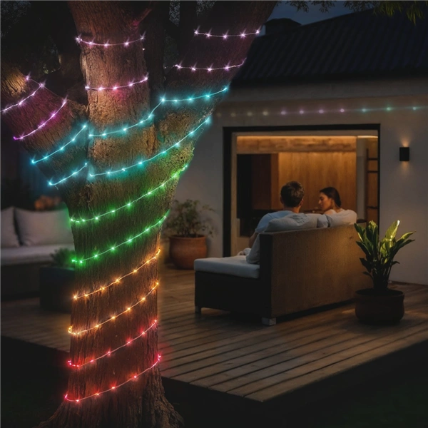 Hama SMART WiFi světelný řetěz, 100 LED, venkovní/vnitřní použití, nastavení barev, stmívání, 10 m