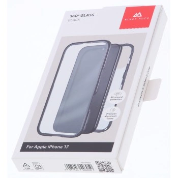 Black Rock 360° Glass, kryt pro Apple iPhone 17, skleněný, přední + zadní díl, průhledný/černý