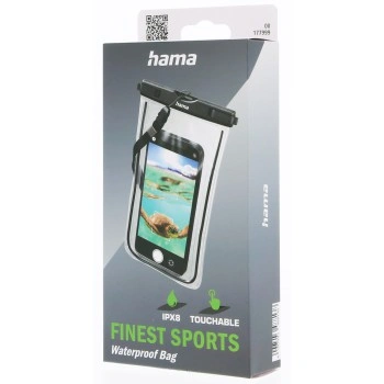Hama Finest Sports, outdoorové pouzdro, XXL (5,5"/15,8x8 cm), IPX8, průhledné/černé