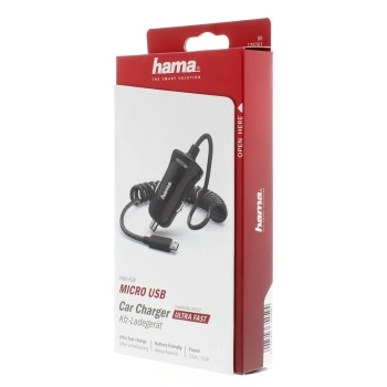 Hama nabíječka do vozidla s kabelem, micro USB, 2,4 A