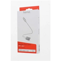 Hama kabel USB-C 2.0 typ A-C 0,2 m, opletený, bílý