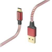 Hama kabel Reflective USB-C 2.0 typ A - typ C, 1,5 m, ervená