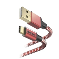 Hama kabel Reflective USB-C 2.0 typ A - typ C, 1,5 m, erven