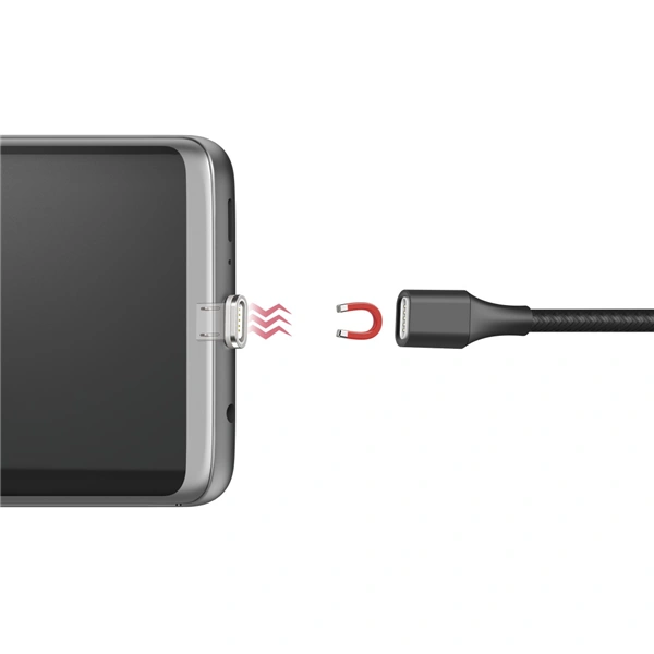 Hama micro USB kabel Magnetic, A vidlice - micro B vidlice magnetická, 1 m