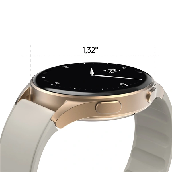 Hama 8900, smart hodinky, GPS, AMOLED 1,32", funkce telefonování, Alexa, béžové/zlaté