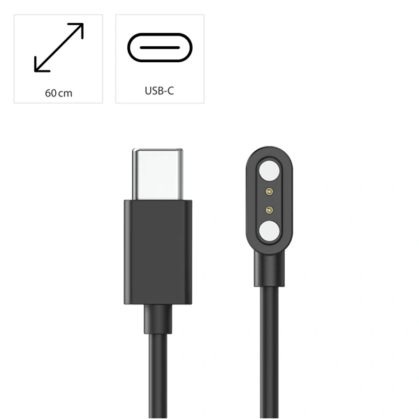 Hama nabíjecí kabel pro Hama smart hodinky, magnetický, USB-C, 60 cm, černý