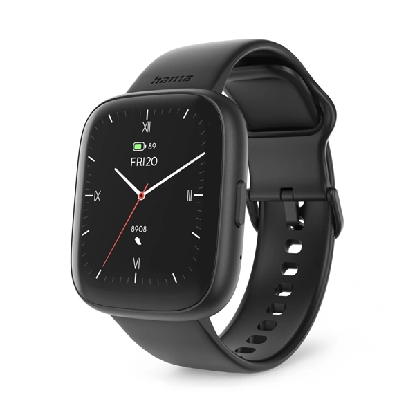 Hama 4000, smart hodinky, funkce telefonování, voděodolné IP68, Siri/ Google Assistant, černé