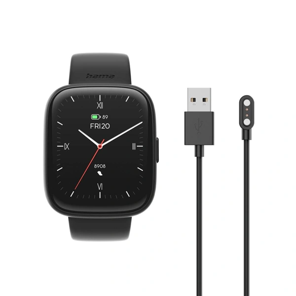 Hama 4000, smart hodinky, funkce telefonování, voděodolné IP68, Siri/ Google Assistant, černé