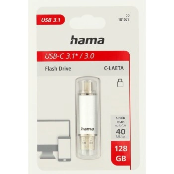 Hama Flash Pen Laeta, USB-C/USB-A 3.1, 128 GB, 40 MB/s, stříbrný