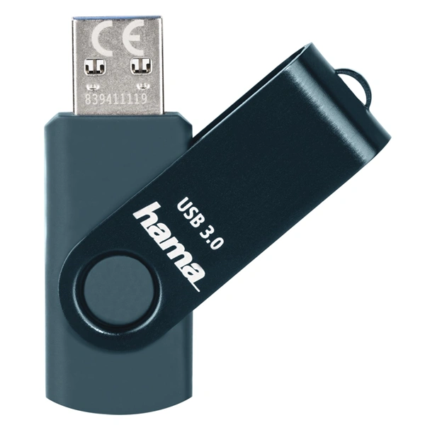 Hama USB 3.0 Flash Drive Rotate, 128 GB, 70 MB/s, petrolejová modrá