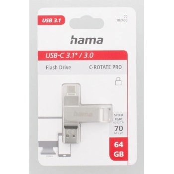 Hama USB flash disk C-Rotate Pro, USB-C 3.1, 64 GB, 70 MB/s