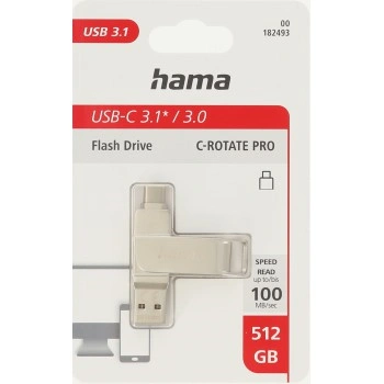 Hama USB flash disk C-Rotate Pro, USB-C 3.1, 512 GB, 100 MB/s