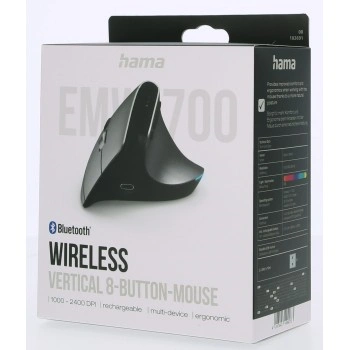 Hama vertikální ergonomická bezdrátová myš EMW-700, nabíjecí, multi-device