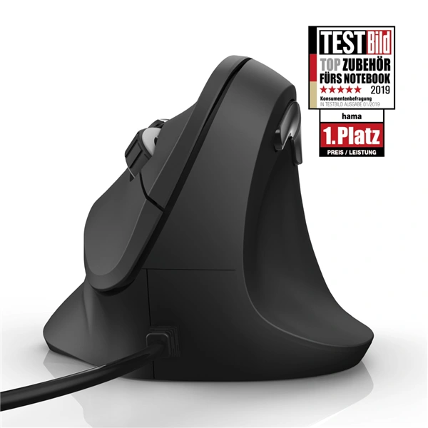 Hama vertikální, ergonomická kabelová myš EMC-500, pro praváky, černá