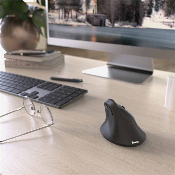 Hama vertikální ergonomická bezdrátová myš EMW-500, pro praváky, černá