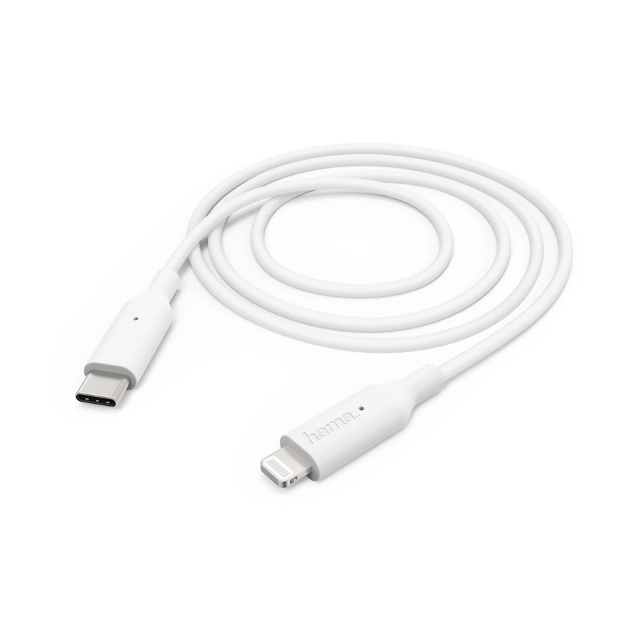 Hama MFi USB-C Lightning nabíjecí/datový kabel pro Apple, 1 m, bílý