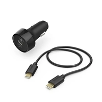 Hama set rychlá USB nabíjeka do vozidla USB-C PD/QC 3.0, 18 W + kabel USB C-C 1,5 m