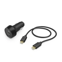 Hama set rychl USB nabjeka do vozidla USB-C PD/QC 3.0, 18 W + kabel USB C-C 1,5 m