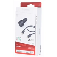 Hama set rychl USB nabjeka do vozidla USB-C PD/QC 3.0, 18 W + kabel USB C-C 1,5 m