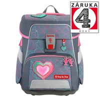 Školní aktovka SPACE pro prvňáčky - 5-dílný set, Step by Step Glitter Heart Hazle, certifikát AGR