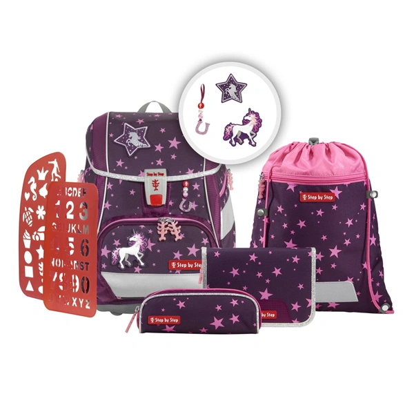 Školní aktovka/batoh 2IN1 PLUS pro prvňáčky – 6dílný set, Step by Step Unicorn Nuala