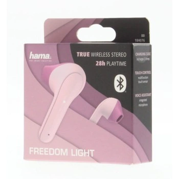 Hama Bluetooth sluchátka Freedom Light, pecky, nabíjecí pouzdro, růžová