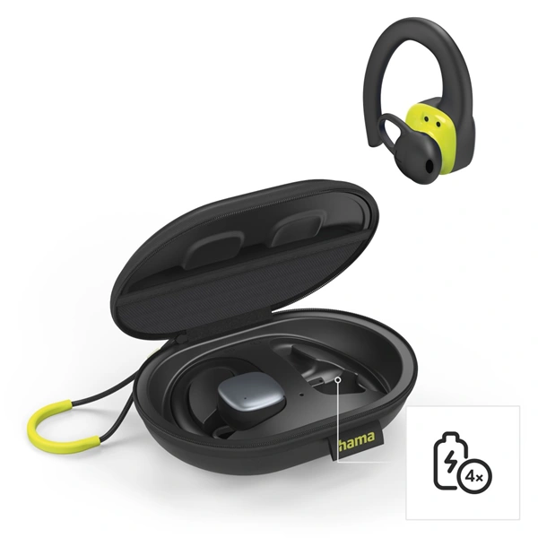 Hama Bluetooth sluchátka Spirit Athletics s klipem, pecky, nabíjecí pouzdro, černá