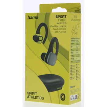 Hama Bluetooth sluchátka Spirit Athletics s klipem, pecky, nabíjecí pouzdro, černá