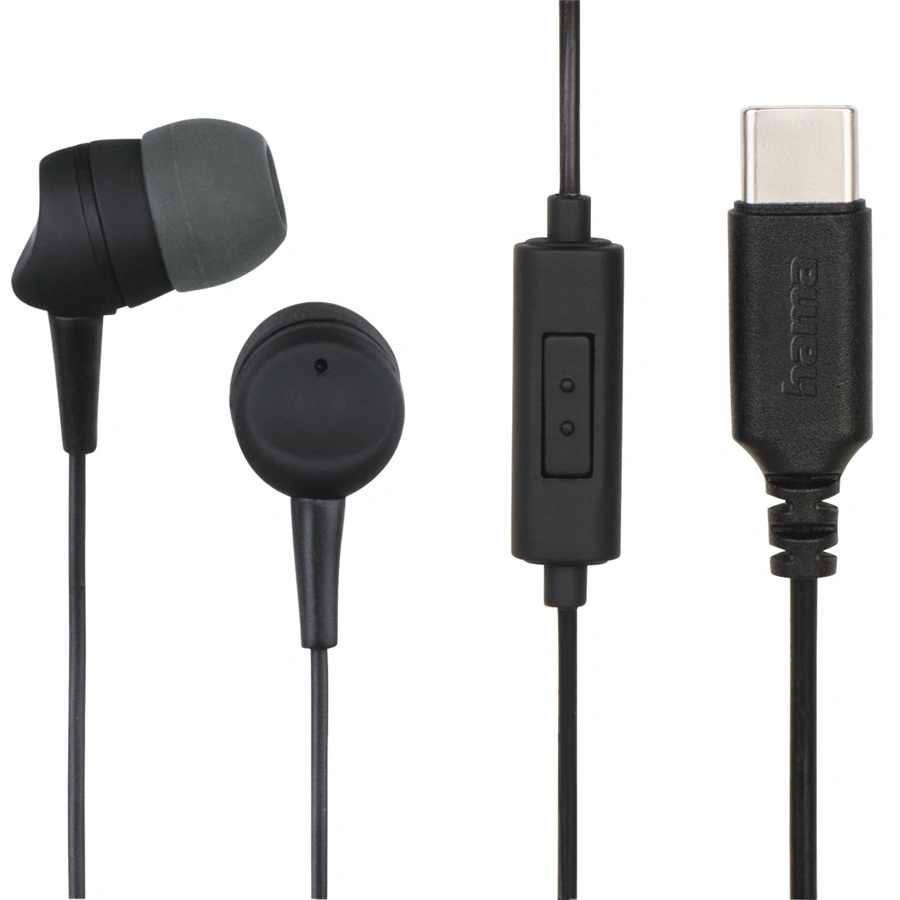 Hama sluchátka s mikrofonem Sea USB-C, špunty, černá