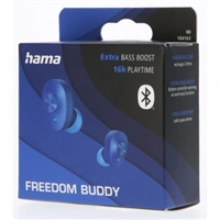 Hama Bluetooth sluchátka Freedom Buddy, špunty, nabíjecí pouzdro, modrá