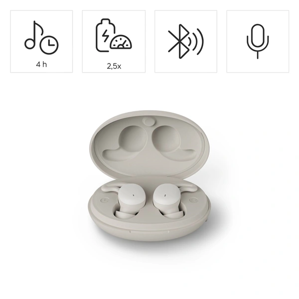 Hama Bluetooth sluchátka Spirit Calm, špunty, ergonomické na spaní, bílá/šedá