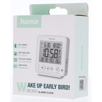 Hama Rhodes, digitální budík, řízený rádiovým signálem, bílý