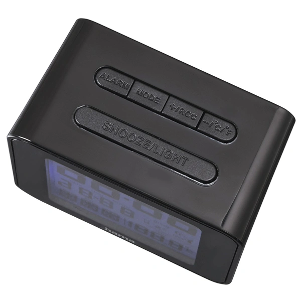 Hama Cube, digitální budík, řízený rádiovým signálem, černý