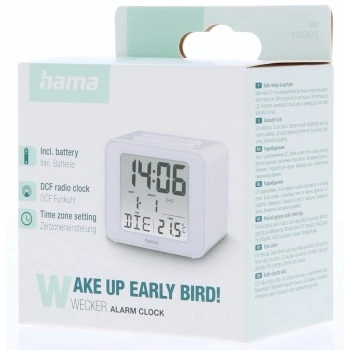 Hama Cube, digitální budík, řízený rádiovým signálem, bílý