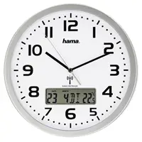 Hama Extra, nástěnné hodiny řízené rádiovým signálem, s datem a teplotou