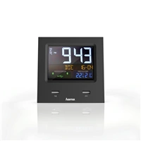 Hama Dual-USB, budk zen rdiovm signlem, barevn displej, 2 USB konektory pro nabjen