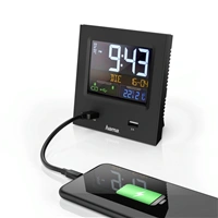 Hama Dual-USB, budk zen rdiovm signlem, barevn displej, 2 USB konektory pro nabjen