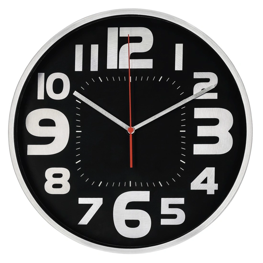 Hama Emotion, nástěnné hodiny, průměr 30 cm, tichý chod, kartáčovaný hliník (obruba/číslice)