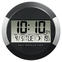 Hama PP-245, digitální nástěnné hodiny řízené rádiovým signálem DCF, černé