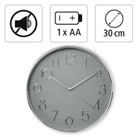 Hama Elegance nástěnné hodiny, průměr 30 cm, tichý chod, stříbrné/šedé (rozbalený)