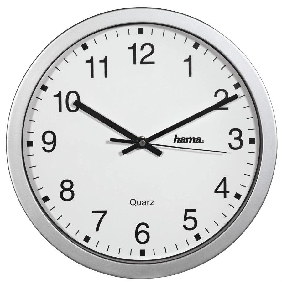Hama CWA100, nástěnné hodiny, průměr 30 cm, stříbrné (rozbalený)