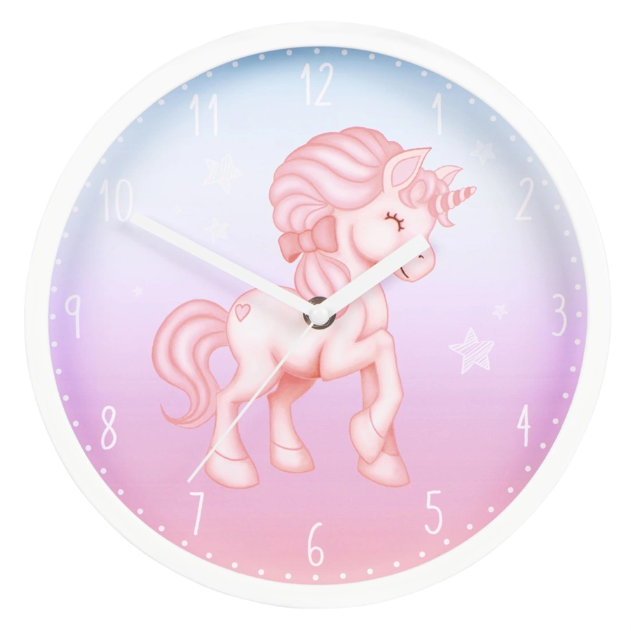 Hama Magical Unicorn, dětské nástěnné hodiny, průměr 25 cm, tichý chod